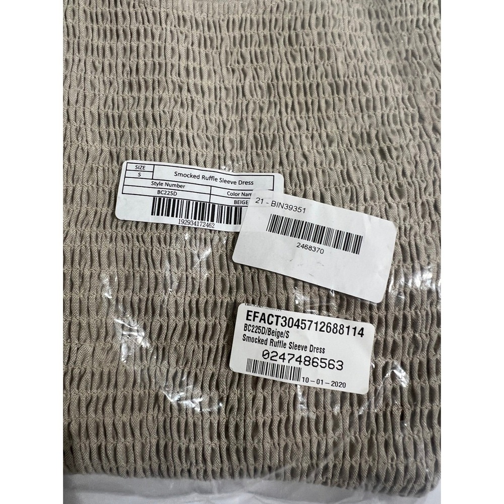 NWT English Factory Smocked Ruffle Sleeve Mini Dress Beige Small NWT BC225D - Picture 16 of 16